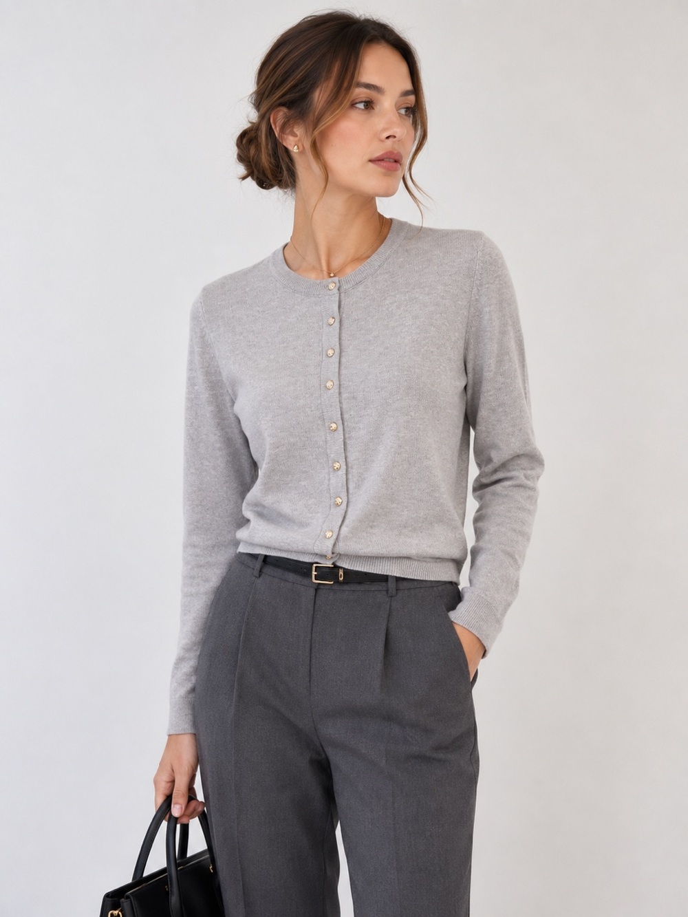 Emerson Lang‎ Long Sleeve Grey Button Front Soft Cardigan Large NWT